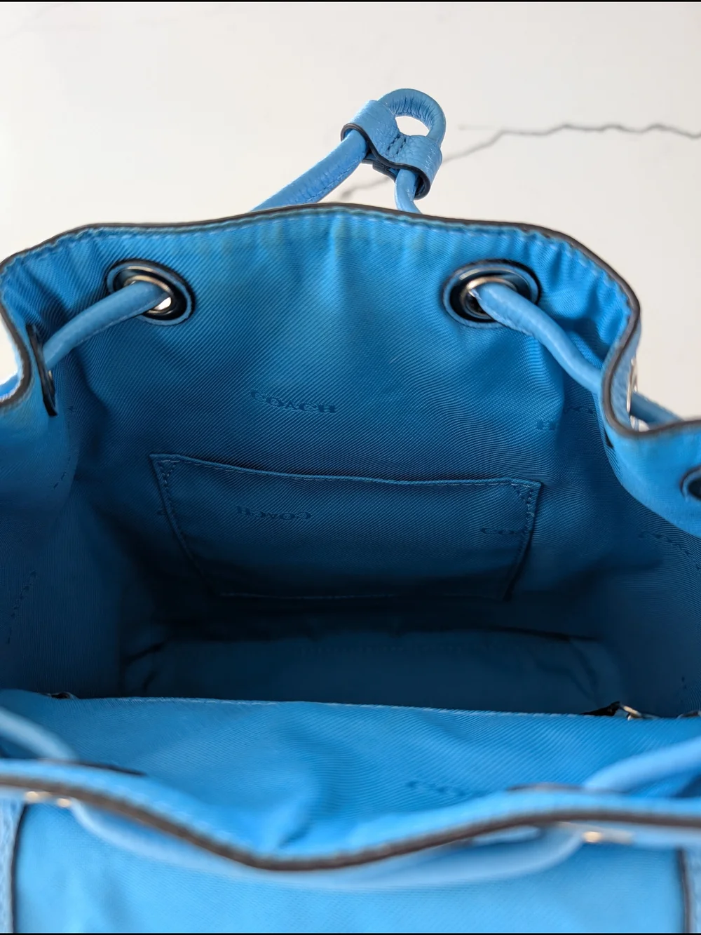 Coach Mini Turnlock Rucksack Light Blue Pebbled Leather Backpack
